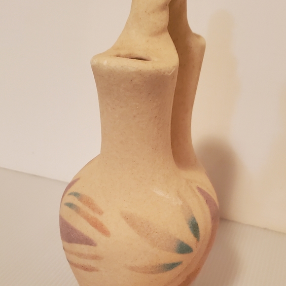 Handmade Vintage Double Wedding Chamber Sand Signed Aztec Indian Western Vase - Picture 3 of 11